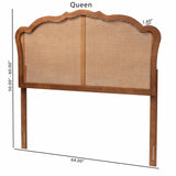 Baxton Studio Leandra Classic and Traditional Ash Walnut Finished Wood Queen Size Headboard with Rattan