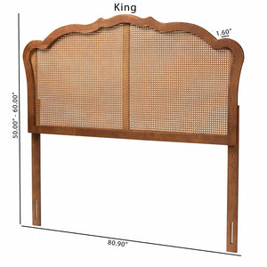 Baxton Studio Baxton Studio Leandra Elegant Ash Walnut Wood Headboard with Woven Rattan Design for Timeless Style King MG9773-1-Ash Walnut Rattan-HB-King