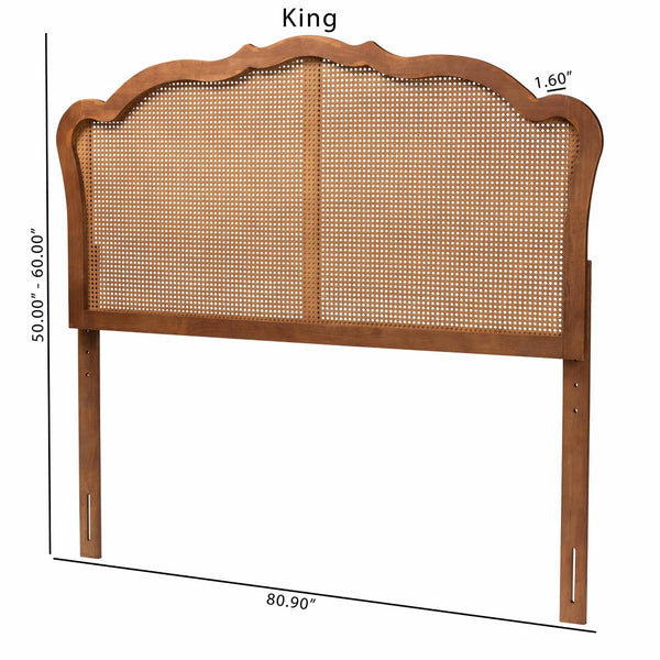 Baxton Studio Baxton Studio Leandra Elegant Ash Walnut Wood Headboard with Woven Rattan Design for Timeless Style King MG9773-1-Ash Walnut Rattan-HB-King