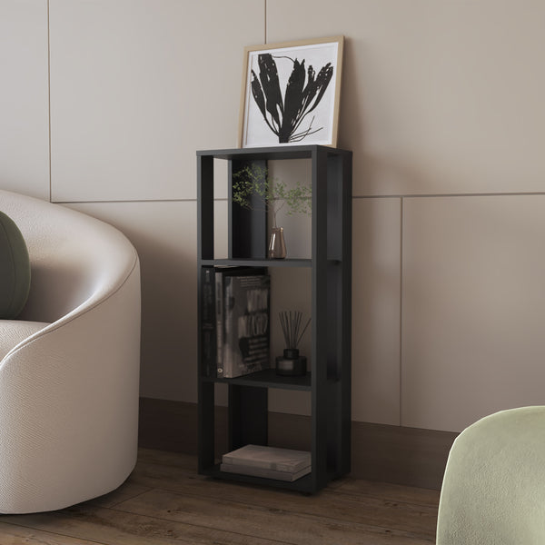 English Elm FM Modoc Bookcase Melamine Black – Tall 3-Shelf Open Storage Unit for Books, Decor & Small Spaces B128P269890