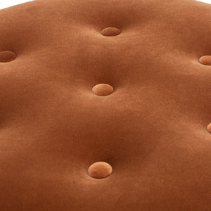 English Elm Jennifer Taylor Home - Yolanda Round 24" Upholstered Accent Ottoman in Performance Velvet with Tassel Fringe, Durable Build Burnt Orange B2719P358853