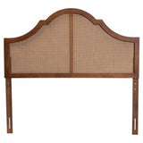 Baxton Studio Camila Classic and Traditional Ash Walnut Finished Wood Queen Size Headboard with Rattan