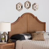 Baxton Studio Camila Classic and Traditional Ash Walnut Finished Wood Queen Size Headboard with Rattan