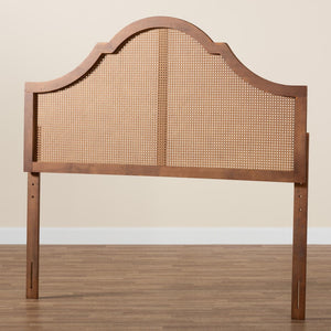 Baxton Studio Baxton Studio Camila Queen Headboard - Classic Ash Walnut Finish with Rattan Detailing Design MG9780-1-Ash Walnut Rattan-HB-Queen