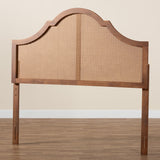 Baxton Studio Camila Classic and Traditional Ash Walnut Finished Wood Queen Size Headboard with Rattan