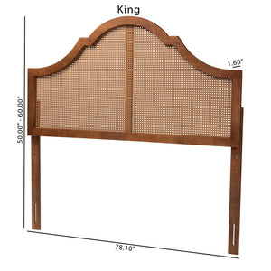 Baxton Studio Baxton Studio Camila Queen Headboard - Classic Ash Walnut Finish with Rattan Detailing Design MG9780-1-Ash Walnut Rattan-HB-Queen
