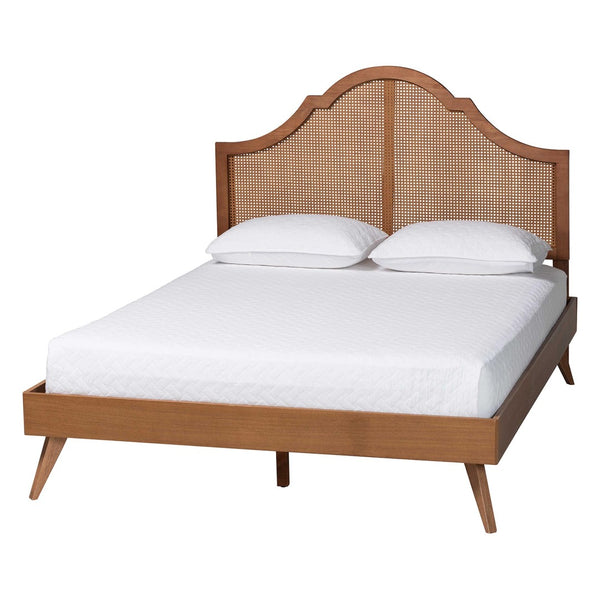 Baxton Studio Baxton Studio Alecia Queen Platform Bed - Mid-Century Charm with Rattan Accents & Adjustable Comfort MG9780-1/9704-Queen