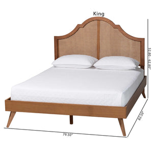 Baxton Studio Baxton Studio Alecia Queen Platform Bed - Mid-Century Charm with Rattan Accents & Adjustable Comfort MG9780-1/9704-Queen