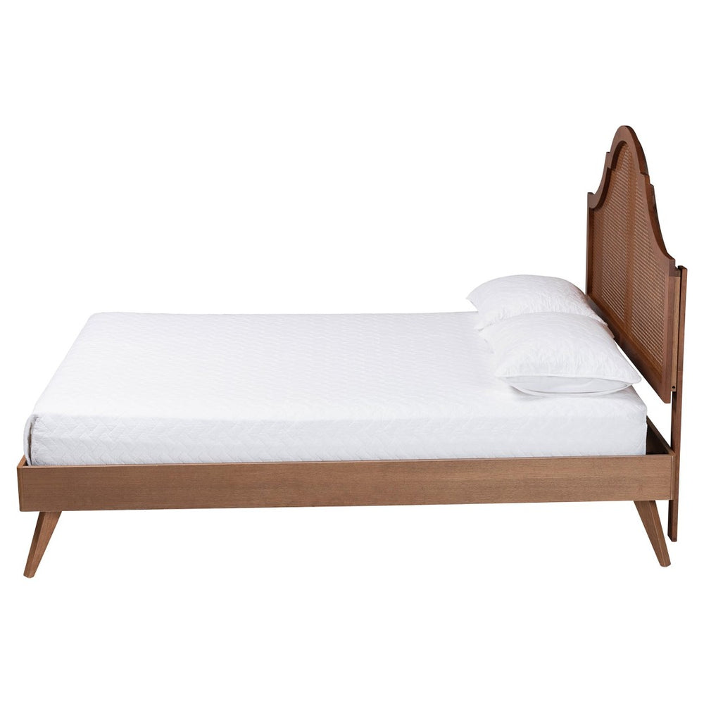 Baxton Studio Baxton Studio Alecia Queen Platform Bed - Mid-Century Charm with Rattan Accents & Adjustable Comfort MG9780-1/9704-Queen