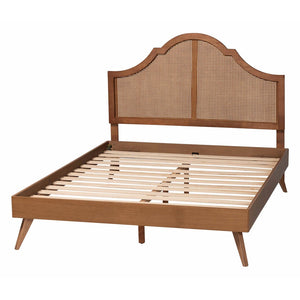 Baxton Studio Baxton Studio Alecia Queen Platform Bed - Mid-Century Charm with Rattan Accents & Adjustable Comfort MG9780-1/9704-Queen