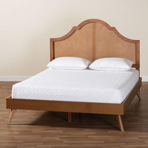Baxton Studio Baxton Studio Alecia Queen Platform Bed - Mid-Century Charm with Rattan Accents & Adjustable Comfort MG9780-1/9704-Queen