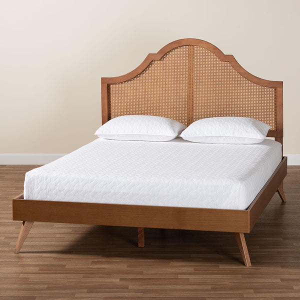Baxton Studio Baxton Studio Alecia Queen Platform Bed - Mid-Century Charm with Rattan Accents & Adjustable Comfort MG9780-1/9704-Queen