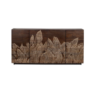 Crestview Collection Traditional Media Credenza - Elegant Mango Wood Tv Stand With Unique Carvings & Ample Storage Brown Solid Wood Cvfnr4809