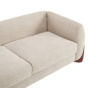 English Elm 82inches Boucle Textured Three Seat Sofa with Walnut Wedge Feet for Modern Living N771P205090V