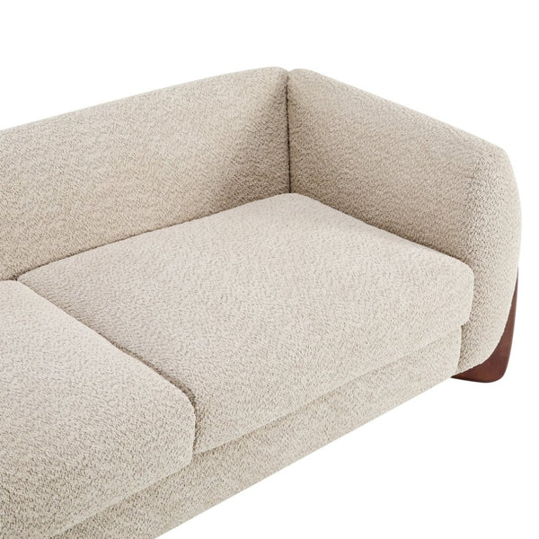 English Elm 82inches Boucle Textured Three Seat Sofa with Walnut Wedge Feet for Modern Living N771P205090V