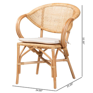 Baxton Studio bali Varick Modern Bohemian Rattan Dining Chair – Handcrafted Comfort with Stylish Natural Finish RCN001-Rattan-DC