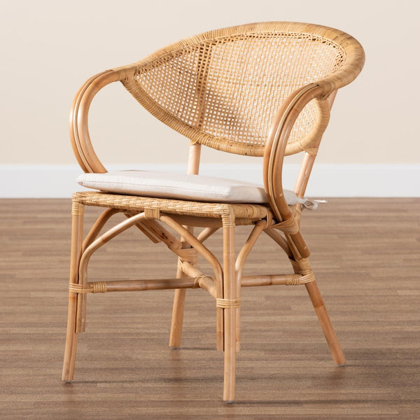 Baxton Studio bali Varick Modern Bohemian Rattan Dining Chair – Handcrafted Comfort with Stylish Natural Finish RCN001-Rattan-DC