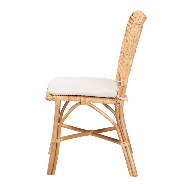 Baxton Studio bali Nadira Modern Bohemian Rattan Dining Chair - Natural Brown Finish with Comfortable Cushion RCN003-Rattan-DC