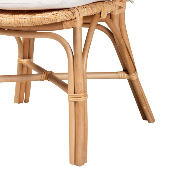 Baxton Studio bali Nadira Modern Bohemian Rattan Dining Chair - Natural Brown Finish with Comfortable Cushion RCN003-Rattan-DC
