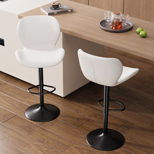 English Elm Swivel Bar Stools Set Of 2 - Modern Pu Leather Adjustable Height Stools For Kitchen & Bar Use T3950P396424-GIGA