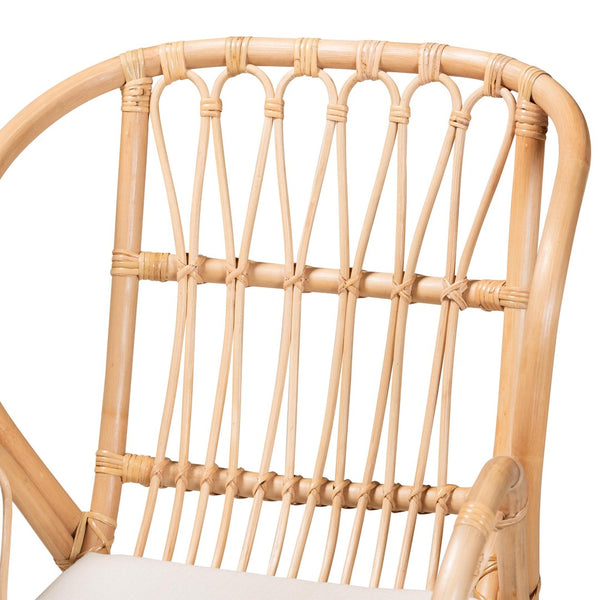 Baxton Studio bali Caelia Modern Bohemian Rattan & Black Metal Chair - Handcrafted Comfort for Dining & Living Spaces RMC033-Rattan-DC