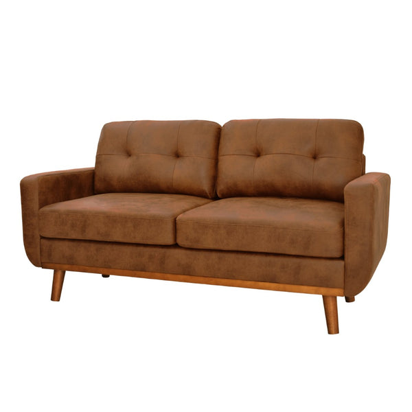 English Elm 65-inch Two Seat Sofa Breathable Foil Fabric Diamond Quilted Back Solid Wood Legs Light Brown W5568P478805