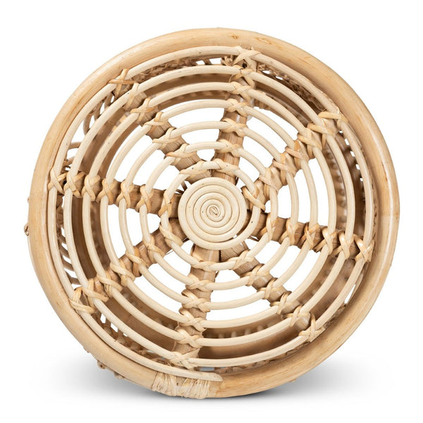 Baxton Studio bali Edena Modern Bohemian Rattan End Table - Natural Brown Drum Accent Table for Small Spaces RT009-Rattan-ET