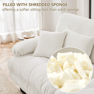 English Elm Cloud Chenille 2-Seater Sofa - Plush Sleeper Couch With Lumbar & Throw Pillows, 2 Ottomans Included W714S01000