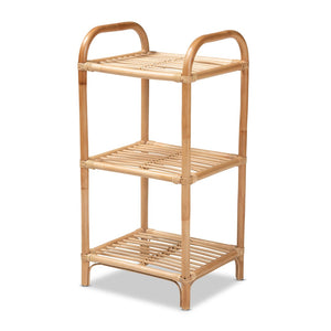 Baxton Studio bali Natural Rattan 3-Tier Display Shelf - Modern Bohemian Charm for Home Décor & Organizing Needs RBS014-Rattan-Shelf
