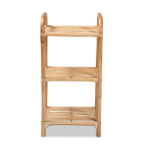 Baxton Studio bali Natural Rattan 3-Tier Display Shelf - Modern Bohemian Charm for Home Décor & Organizing Needs RBS014-Rattan-Shelf