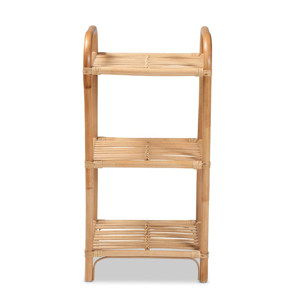 Baxton Studio bali Natural Rattan 3-Tier Display Shelf - Modern Bohemian Charm for Home Décor & Organizing Needs RBS014-Rattan-Shelf