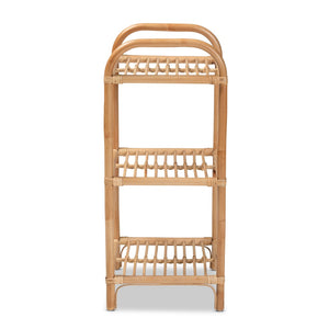 Baxton Studio bali Natural Rattan 3-Tier Display Shelf - Modern Bohemian Charm for Home Décor & Organizing Needs RBS014-Rattan-Shelf