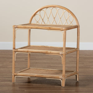 Baxton Studio bali Redell 3-Tier Natural Rattan Display Shelf - Modern Bohemian Accent for Plants & Decor Storage RBS017-Rattan-Shelf