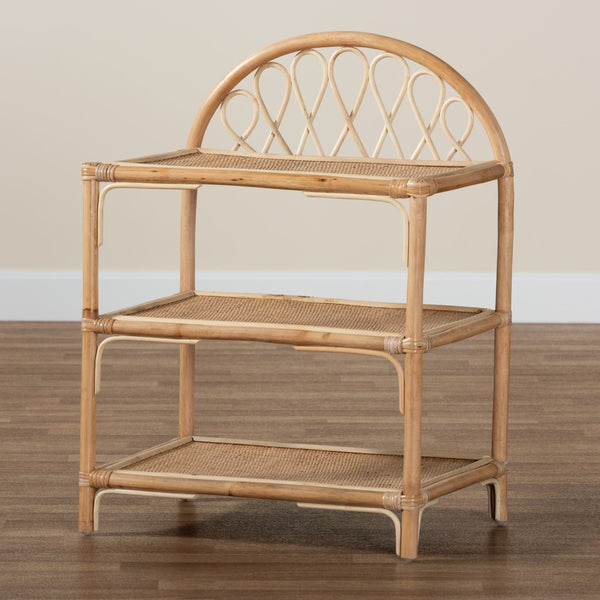 Baxton Studio bali Redell 3-Tier Natural Rattan Display Shelf - Modern Bohemian Accent for Plants & Decor Storage RBS017-Rattan-Shelf