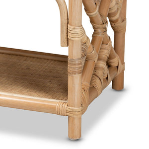 Baxton Studio bali Camara Modern Bohemian Rattan Nightstand with Drawer & Open Shelf for Stylish Bedroom Storage WS001-Rattan-NS