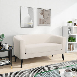 English Elm Christopher Knight Home® - LOVESEAT modern 51" two-seater with textured fabric, firm foam & sinuous springs, sleek black legs for compact spaces White 74868.00