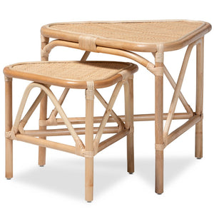 Baxton Studio Baxton Studio Jayden 5-Piece Modern Bohemian Rattan Living Room Set with White Upholstered Cushions Jayden-Rattan-5PC Living Room Set