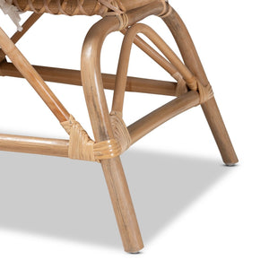 Baxton Studio Baxton Studio Jayden 5-Piece Modern Bohemian Rattan Living Room Set with White Upholstered Cushions Jayden-Rattan-5PC Living Room Set