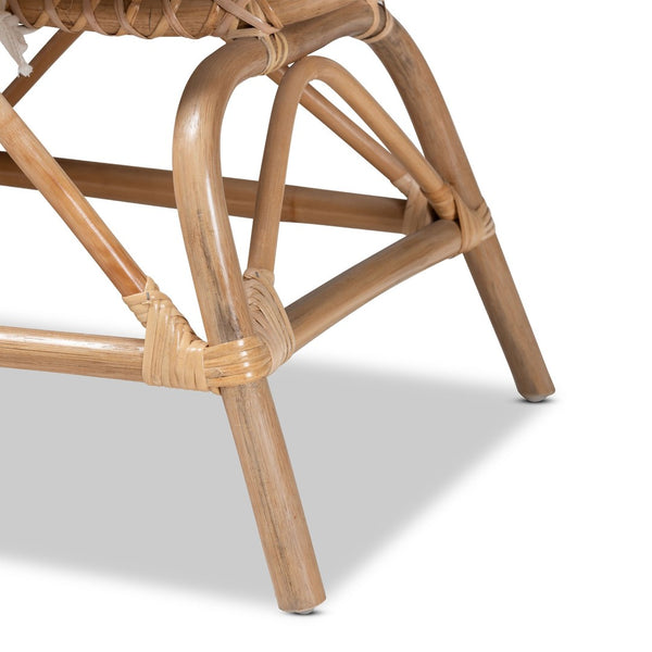 Baxton Studio bali Bali Jayden Modern Bohemian Loveseat - White Upholstered Rattan Seating for Cozy Tropical Spaces Jayden-Rattan-LS