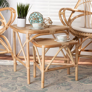 Baxton Studio bali Jayden 2-Piece Rattan End Table Set - Modern Bohemian Design with Nesting Functionality & Style Jayden-Rattan-ET Set