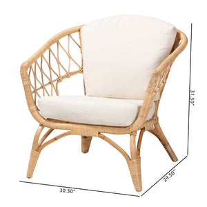 Baxton Studio bali Feya Bohemian Rattan Armchair - Handcrafted Comfort, Stylish Antique Finish for Any Space DC8030-Rattan-CC