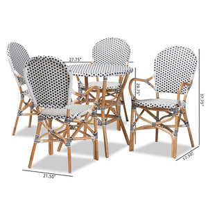 Baxton Studio Baxton Studio Naila 5-Piece Bistro Set - Classic French Design in Black, White & Natural Rattan Mies-Rattan-5PC Dining Set