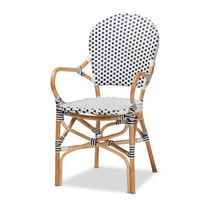 Baxton Studio Baxton Studio Naila 5-Piece Bistro Set - Classic French Design in Black, White & Natural Rattan Mies-Rattan-5PC Dining Set