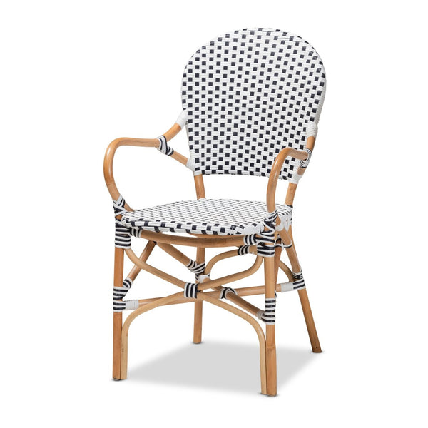 Baxton Studio Baxton Studio Naila 5-Piece Bistro Set - Classic French Design in Black, White & Natural Rattan Mies-Rattan-5PC Dining Set