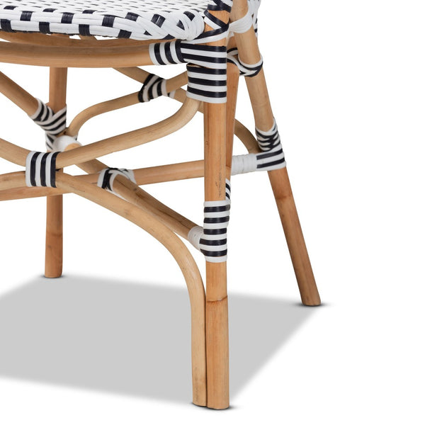 Baxton Studio Baxton Studio Naila 5-Piece Bistro Set - Classic French Design in Black, White & Natural Rattan Mies-Rattan-5PC Dining Set