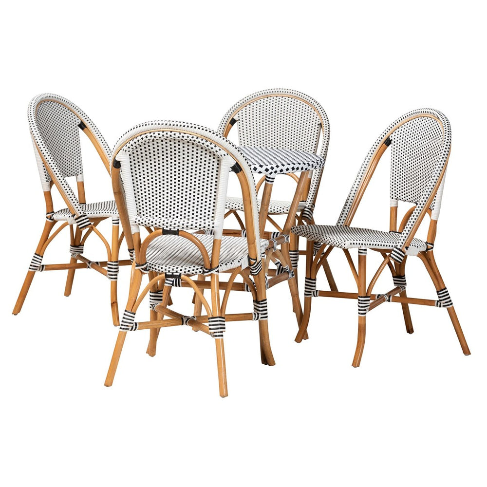 Baxton Studio Baxton Studio Genica 5-Piece Bistro Set - Classic French Style with Durable Rattan & Woven Design Myrthe-Rattan-5PC Dining Set