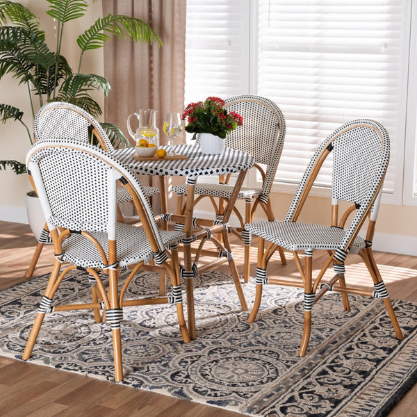 Baxton Studio Baxton Studio Genica 5-Piece Bistro Set - Classic French Style with Durable Rattan & Woven Design Myrthe-Rattan-5PC Dining Set