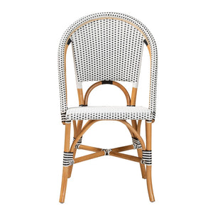 Baxton Studio bali Genica Classic French Bistro Chair - Black & White Weaving with Natural Rattan for Indoors & Outdoors DC613-Rattan-DC No Arm