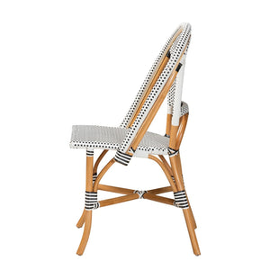 Baxton Studio bali Genica Classic French Bistro Chair - Black & White Weaving with Natural Rattan for Indoors & Outdoors DC613-Rattan-DC No Arm