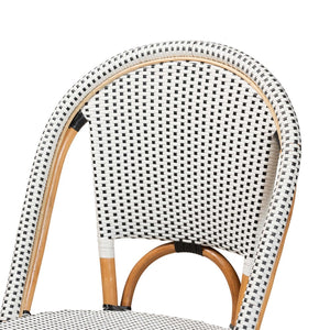 Baxton Studio bali Genica Classic French Bistro Chair - Black & White Weaving with Natural Rattan for Indoors & Outdoors DC613-Rattan-DC No Arm